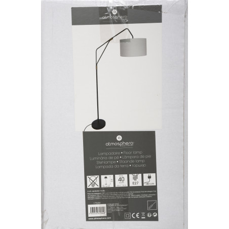 Lampadaire arc "Luce" noir & doré, métal Hauteur 181 cm Atmosphera