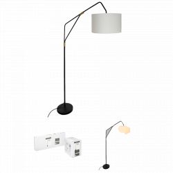 Lampadaire arc "Luce" noir & doré, métal Hauteur 181 cm Atmosphera