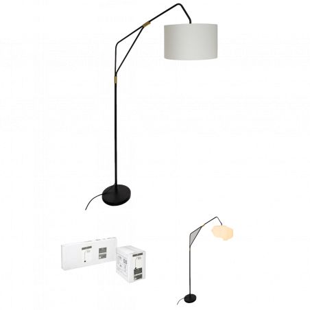 Lampadaire arc "Luce" noir & doré, métal Hauteur 181 cm Atmosphera