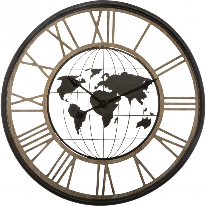 Horloge "Monde", métal Diamètre 67 cm Atmosphera