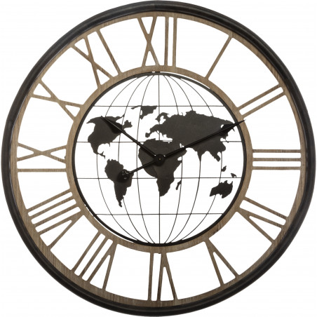Horloge "Monde", métal Diamètre 67 cm Atmosphera