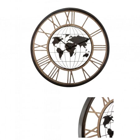 Horloge "Monde", métal Diamètre 67 cm Atmosphera