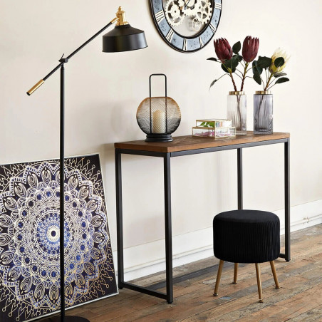 Lampadaire arc "Flower" noir métal Hauteur 155 cm Atmosphera
