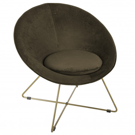 Fauteuil "Evan" en velours & pieds or Atmosphera