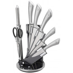 Ensemble couteaux 7 pièces + Support pliant et pivotant à 360° Silver Royalty Line