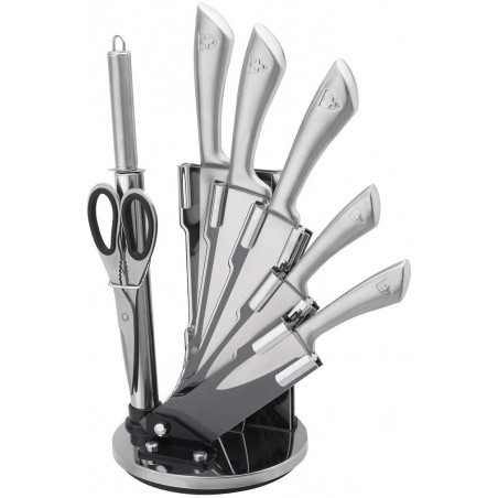 Ensemble couteaux 7 pièces + Support pliant et pivotant à 360° Silver Royalty Line