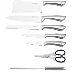 Ensemble couteaux 7 pièces + Support pliant et pivotant à 360° Silver Royalty Line