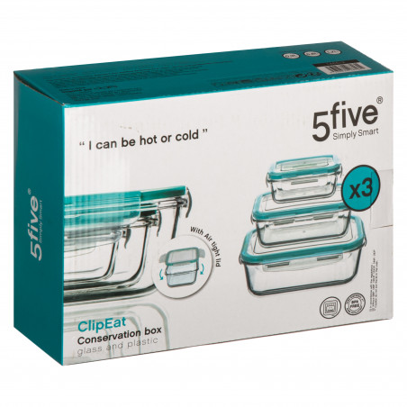 Lot de 3 boites en verre "Clipeat" Secret de Gourmet