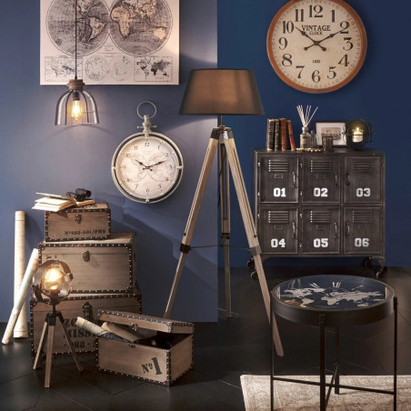 Lampadaire trépied "Runo" bois et noir hauteur 145 cm Atmosphera