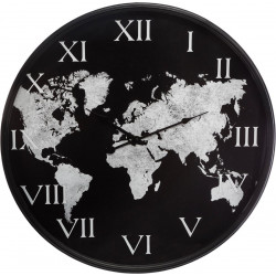 Horloge "Monde" noire, métal Diamètre 57 cm Atmosphera