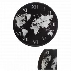 Horloge "Monde" noire, métal Diamètre 57 cm Atmosphera