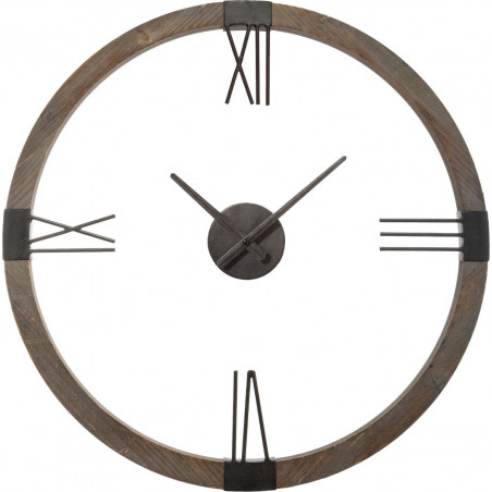 Horloge en métal & bois Diamètre 58 cm Atmosphera