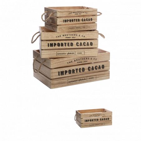Lot de 3 Caisses Cagette de rangement en bois Colonial Atmosphera