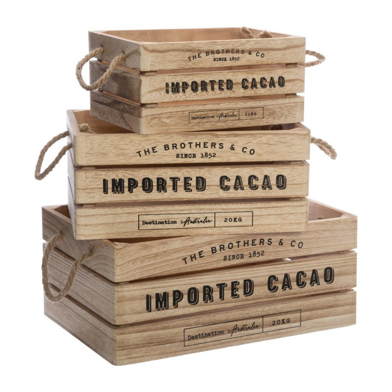Lot de 3 Caisses Cagette de rangement en bois Colonial Atmosphera