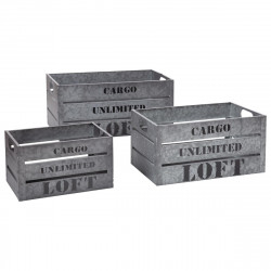 Lot de 3 Caisses Cagette de rangement Cargo Silver Atmosphera
