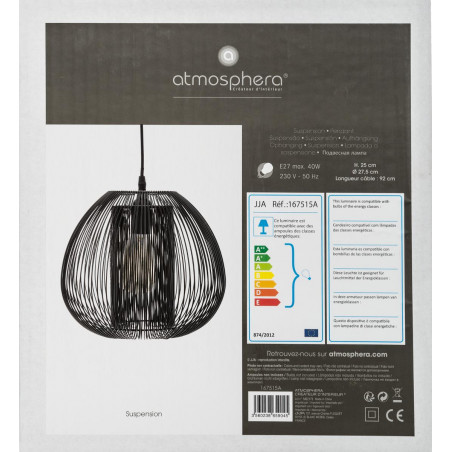 Suspension filaire "Noda" métal Diamètre 28 cm Atmosphera