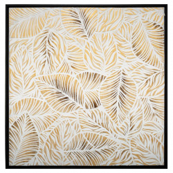 Toile peinte "Feuilles" encadrée 78 x 78 cm Atmosphera