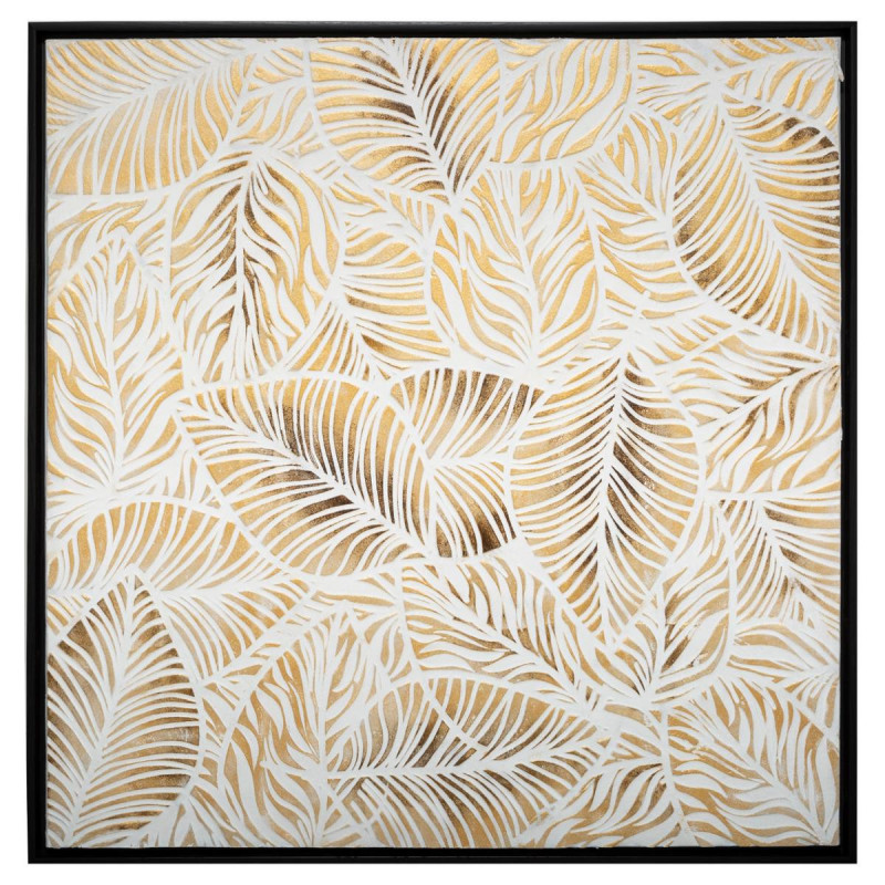 Toile peinte "Feuilles" encadrée 78 x 78 cm Atmosphera