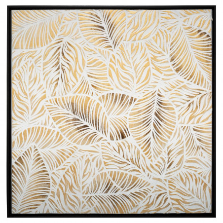 Toile peinte "Feuilles" encadrée 78 x 78 cm Atmosphera