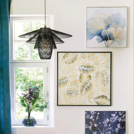 Toile peinte "Feuilles" encadrée 78 x 78 cm Atmosphera