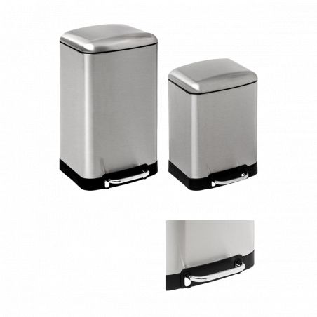 Lot de 2 poubelles "Ariane" 30 litres + 6 Litres Inox Atmosphéra