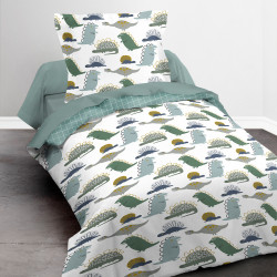 Parure de couette 140 x 200 "Dino multi" 100% Coton / 57 Fils/cm²