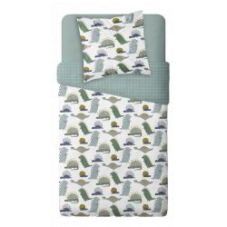 Parure de couette 140 x 200 "Dino multi" 100% Coton / 57 Fils/cm²