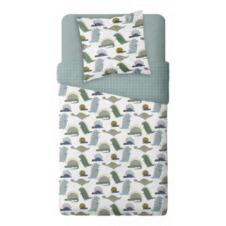 Parure de couette 140 x 200 "Dino multi" 100% Coton / 57 Fils/cm²