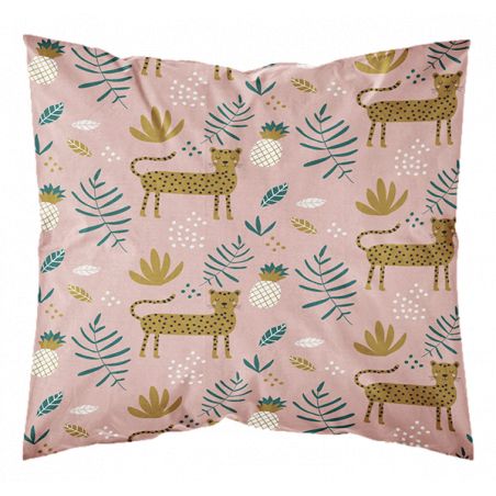 Parure de couette 140 x 200 "Safari rose" 100% Coton / 57 Fils/cm²