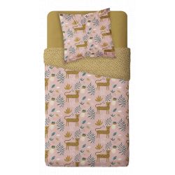 Parure de couette 140 x 200 "Safari rose" 100% Coton / 57 Fils/cm²
