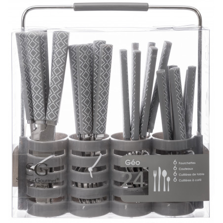 Ménagère 24 pièces "Géo" + Rangement de couverts Secret de gourmet