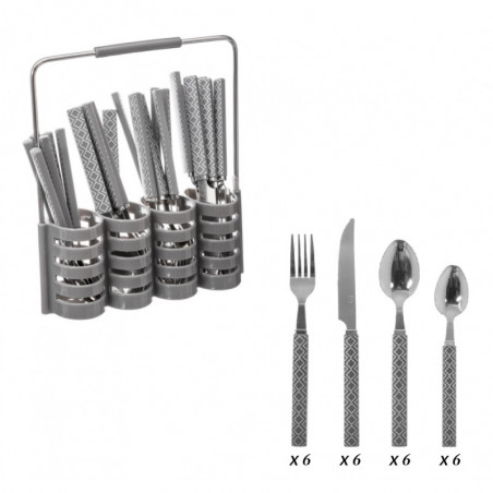 Ménagère 24 pièces "Géo" + Rangement de couverts Secret de gourmet