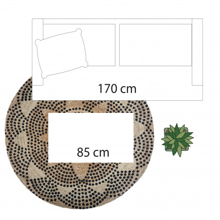 Tapis rond jute motif 1 "Livin" diamètre 120 cm Atmosphera
