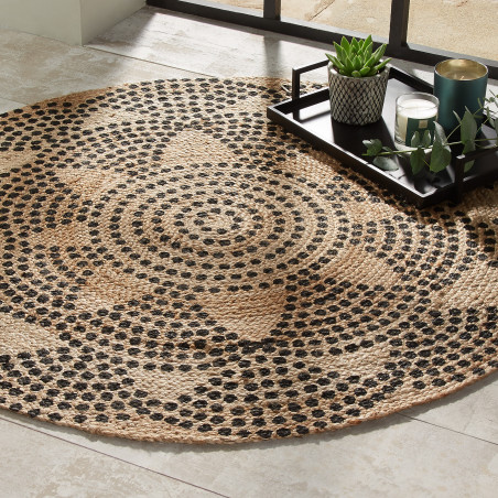 Tapis rond jute motif 1 "Livin" diamètre 120 cm Atmosphera