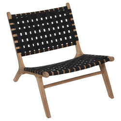 Fauteuil "Timor" noir, teck & nylon Atmosphera