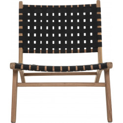 Fauteuil "Timor" noir, teck & nylon Atmosphera