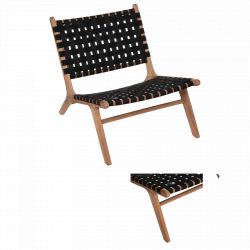 Fauteuil "Timor" noir, teck & nylon Atmosphera