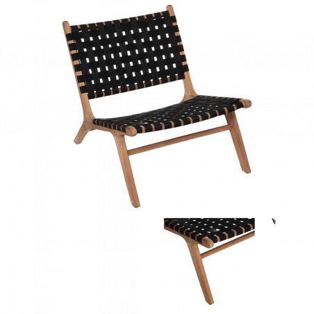 Fauteuil "Timor" noir, teck & nylon Atmosphera