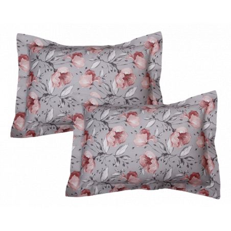 Lot de 2 taies d'oreiller 100% "Satin de coton Peigné" / 80 fils /cm²
