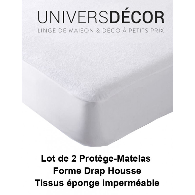 Lot de 2 Protèges matelas imperméable, absorbant et anti-acariens 160 x 200 cm