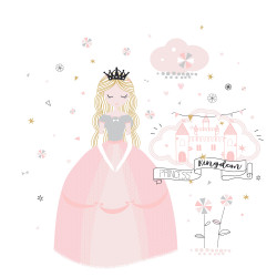 Parure de couette 140 x 200 "Princesse" Réversible 100% Coton / 57 Fils/cm²