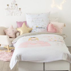 Parure de couette 140 x 200 "Princesse" Réversible 100% Coton / 57 Fils/cm²