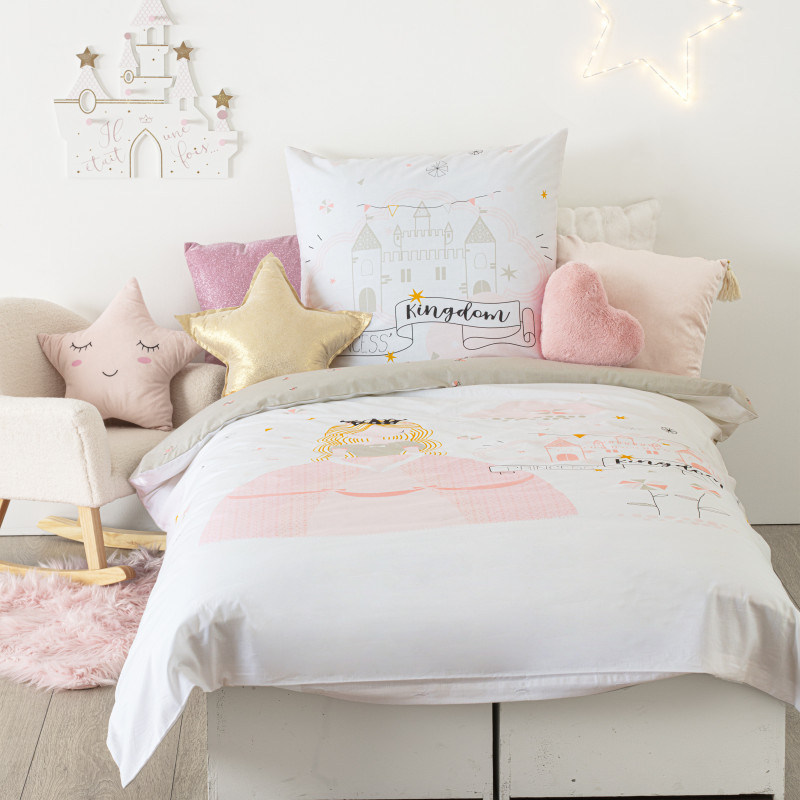 Parure de couette 140 x 200 "Princesse" Réversible 100% Coton / 57 Fils/cm²