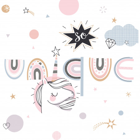 Parure de couette 140 x 200 "Licorne" Réversible 100% Coton / 57 Fils/cm²