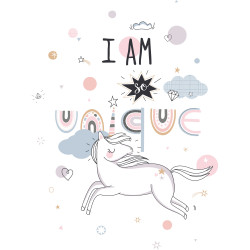 Parure de couette 140 x 200 "Licorne" Réversible 100% Coton / 57 Fils/cm²