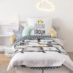 Parure de couette 140 x 200 "Route" Réversible 100% Coton / 57 Fils/cm²