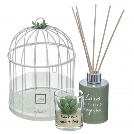 Coffret cage avec diffuseur et bougie Vanille Atmosphera