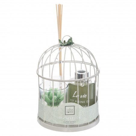 Coffret cage avec diffuseur et bougie Vanille Atmosphera