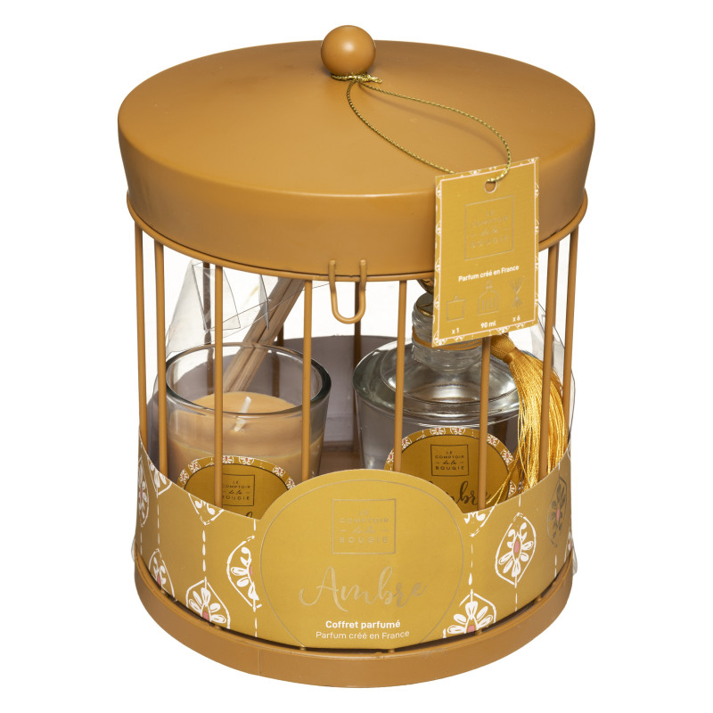 Coffret cage avec diffuseur et bougie "Manège" Ambre Atmosphera