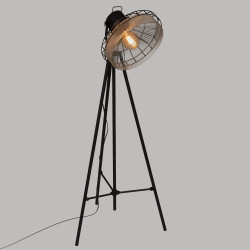 Lampadaire trépied "House" noir, métal & verre Hauteur 151 cm Atmosphera